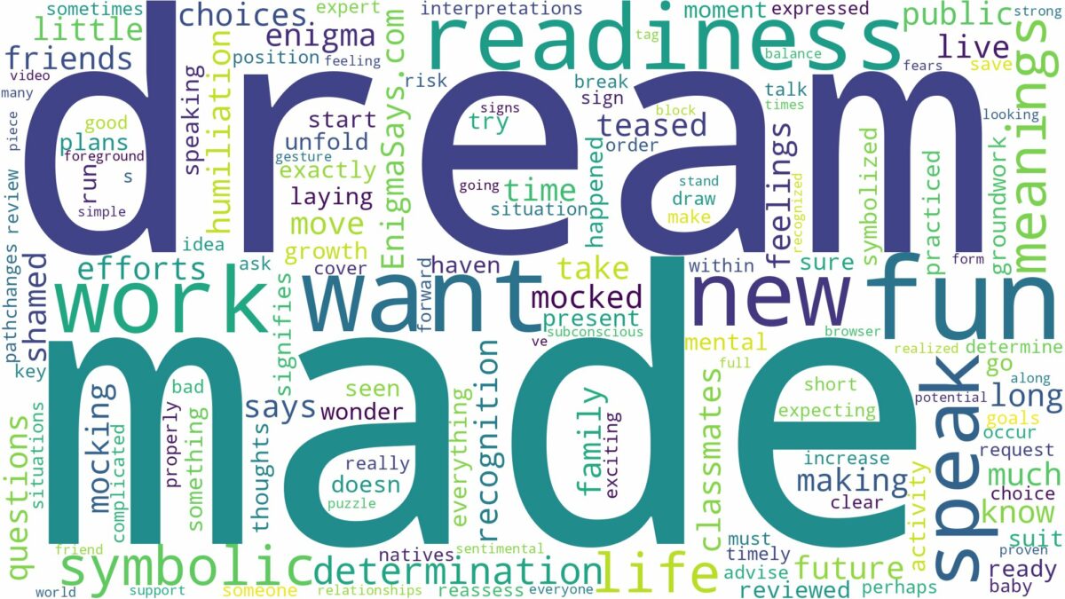 dreaming of being made fun of and related dreams with their meanings in a word cloud