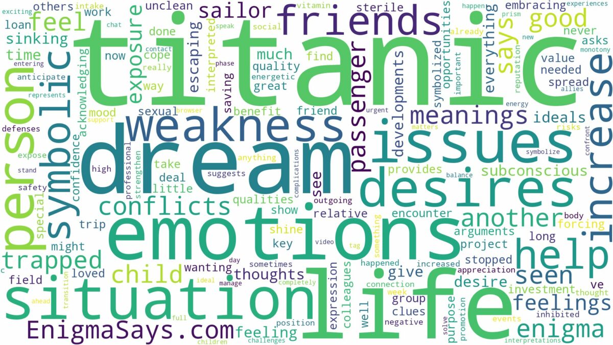 dream of being on titanic and related dreams with their meanings in a word cloud