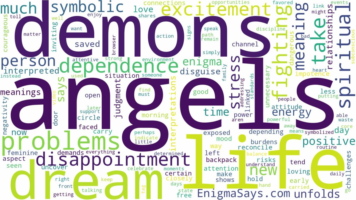 dreams about angels and demons and related dreams with their meanings in a word cloud