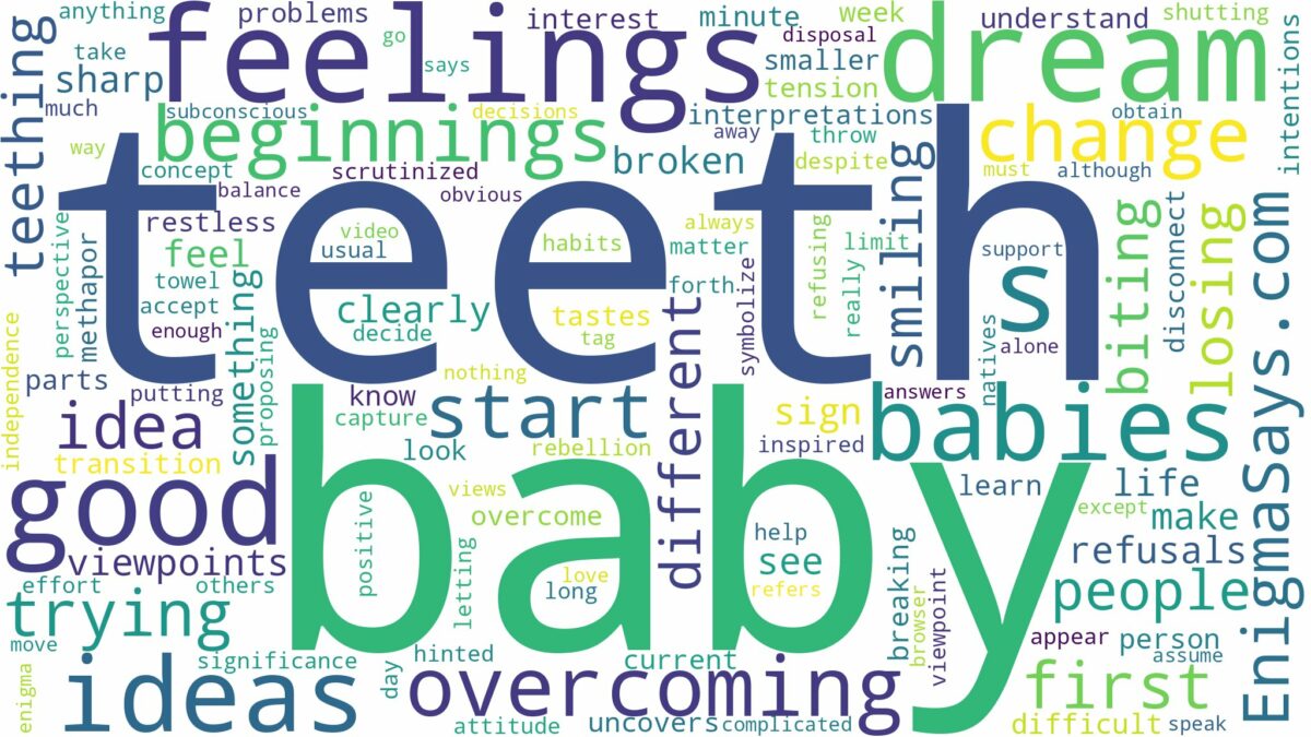 dreams about babies with teeth and related dreams with their meanings in a word cloud