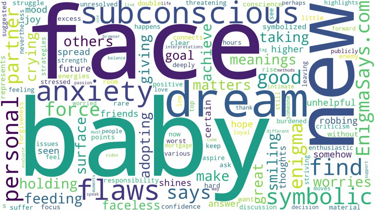 dream about baby with no face and related dreams with their meanings in a word cloud