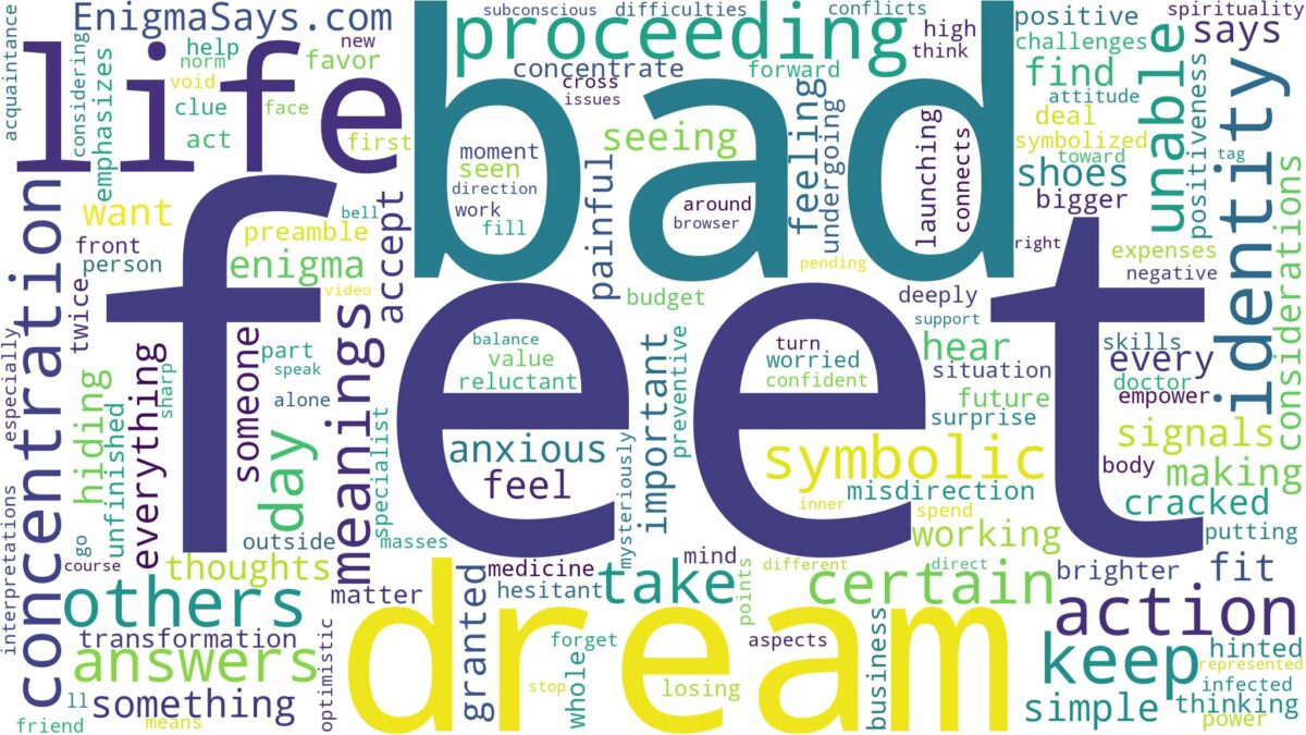 dream about bad feet and related dreams with their meanings in a word cloud