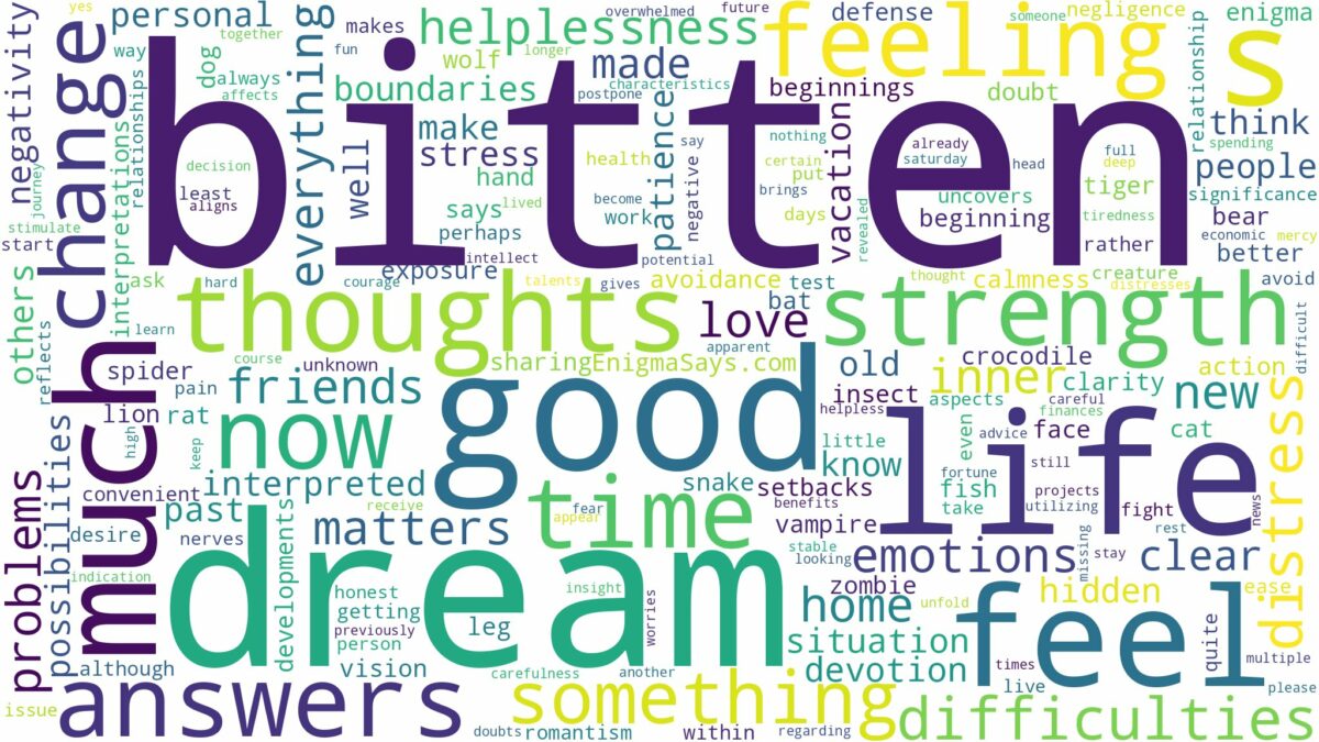 dream of being bitten and related dreams with their meanings in a word cloud