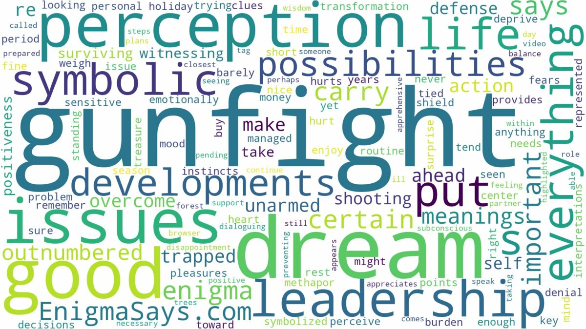 dream of being in a gunfight and related dreams with their meanings in a word cloud