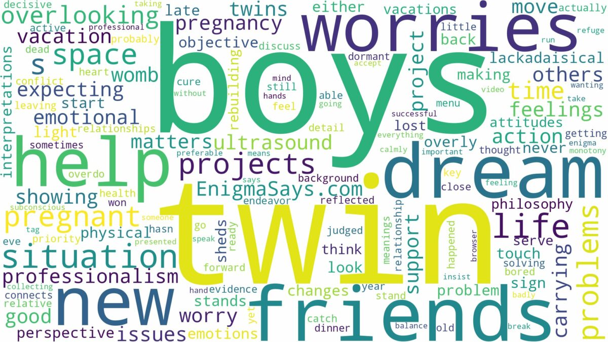 dreaming of being pregnant with twin boys and related dreams with their meanings in a word cloud