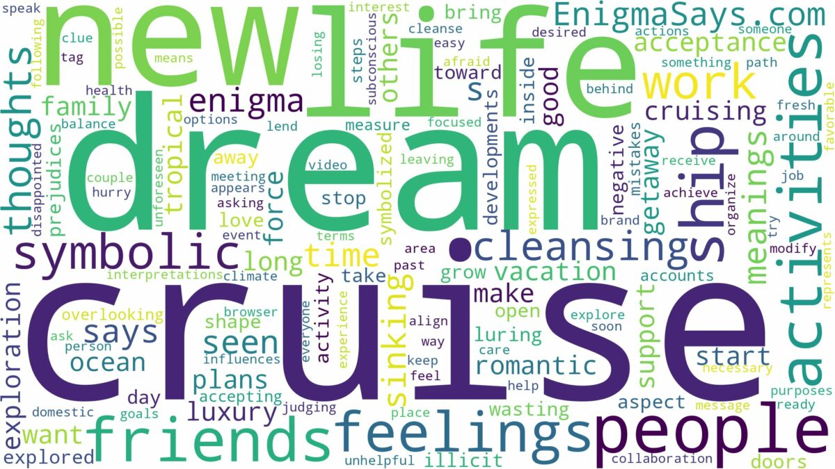 dream of being on a cruise and related dreams with their meanings in a word cloud