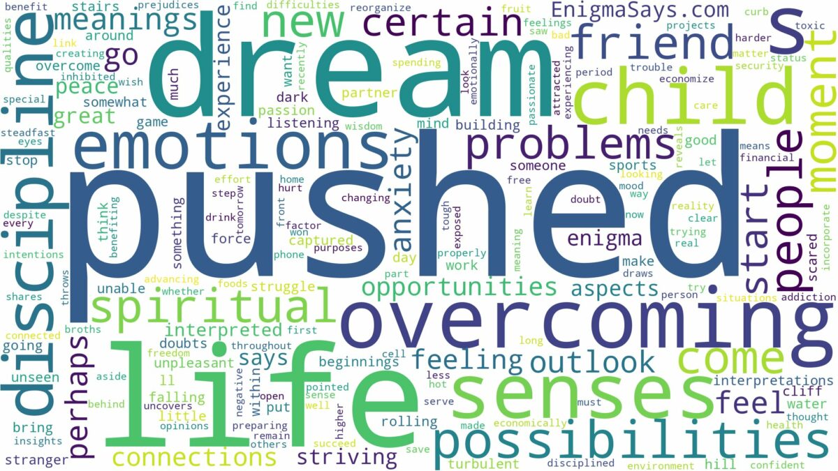 dream of being pushed and related dreams with their meanings in a word cloud