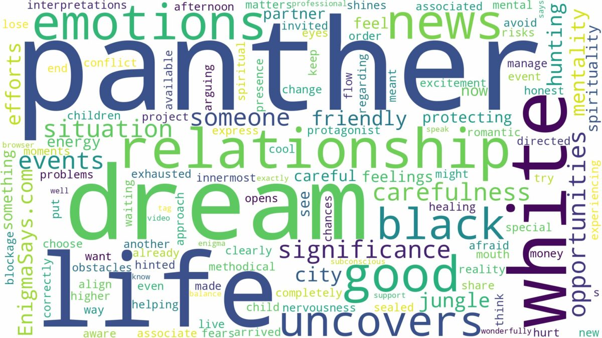 dream about black and white panther and related dreams with their meanings in a word cloud