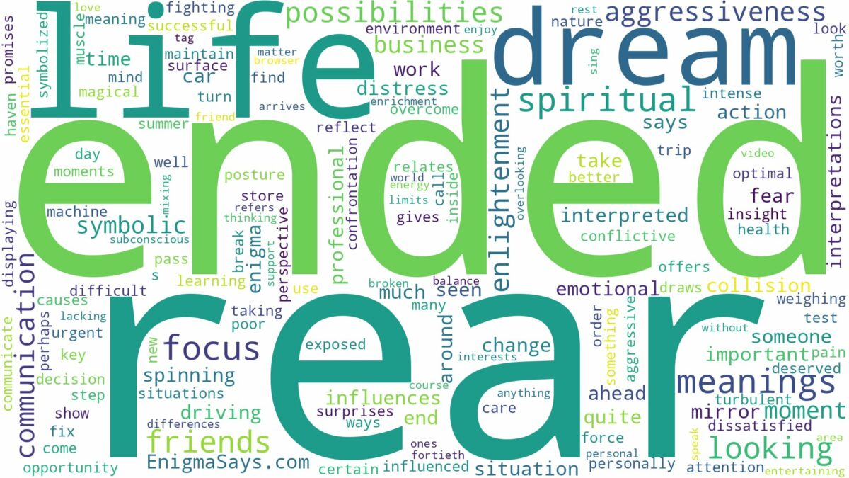 dreaming of being rear ended and related dreams with their meanings in a word cloud