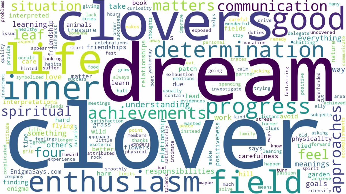 dream about clover and related dreams with their meanings in a word cloud