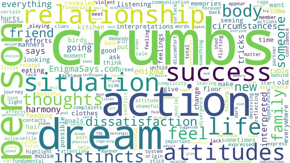 dreams about crumbs and related dreams with their meanings in a word cloud