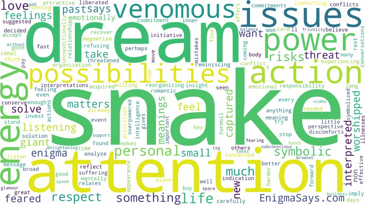 dream of being snake and related dreams with their meanings in a word cloud