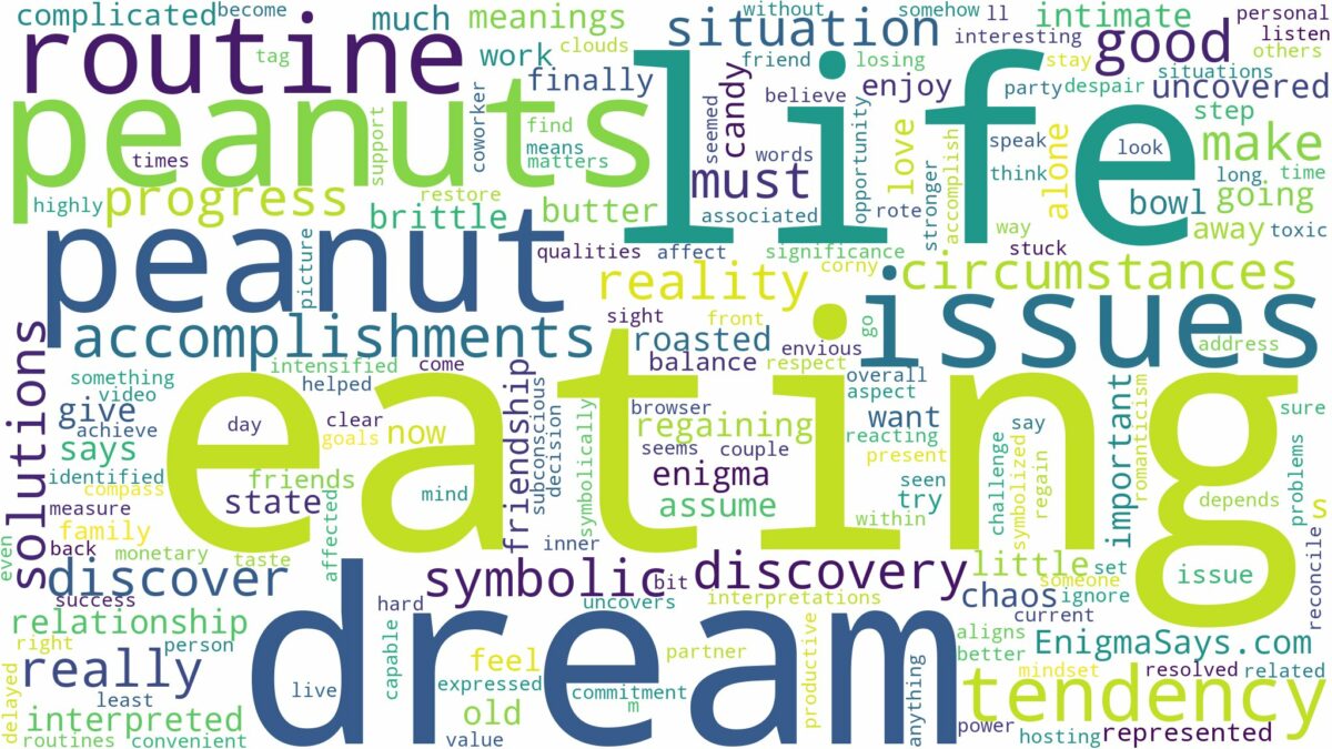 dream of eating peanut and related dreams with their meanings in a word cloud