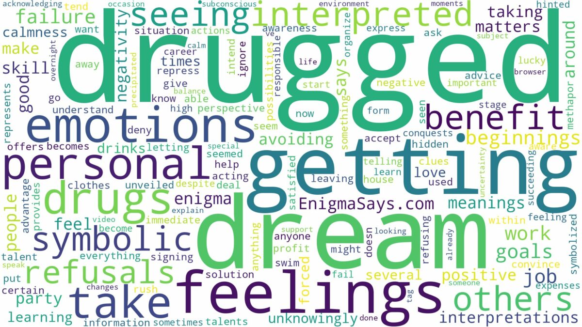 dream of getting drugged and related dreams with their meanings in a word cloud