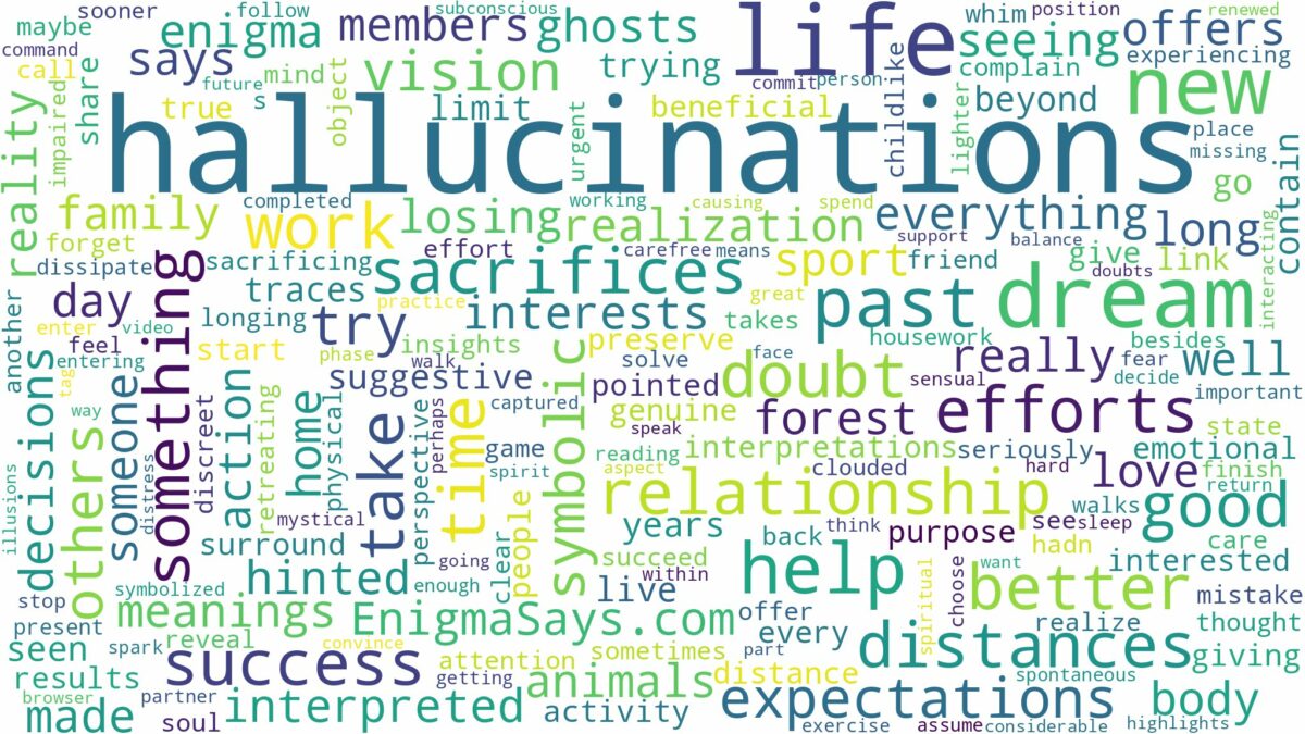 dreams about hallucinations and related dreams with their meanings in a word cloud