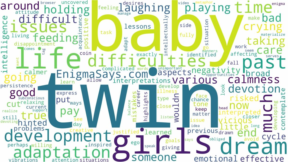 dreaming of having twin baby girls and related dreams with their meanings in a word cloud