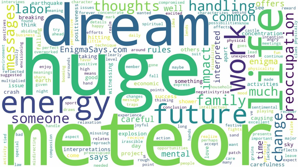 dream about huge meteor and related dreams with their meanings in a word cloud