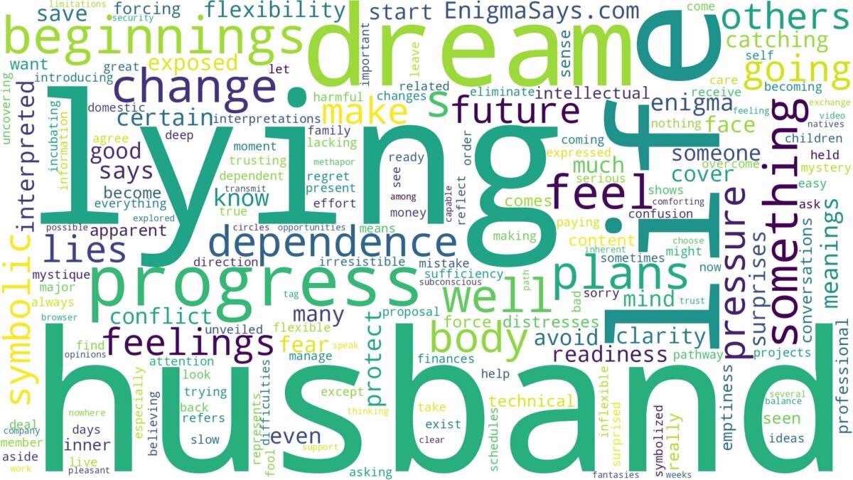 dreaming of husband lying and related dreams with their meanings in a word cloud