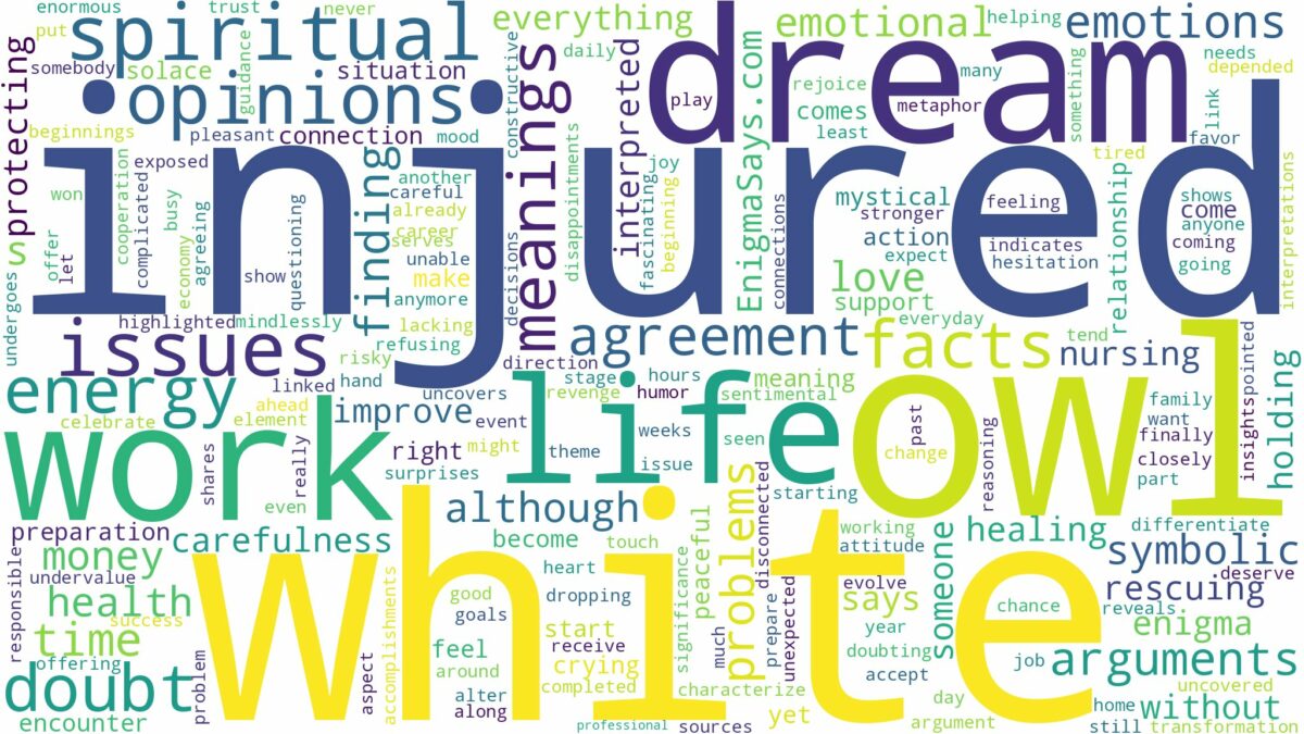 dream about injured white owl and related dreams with their meanings in a word cloud