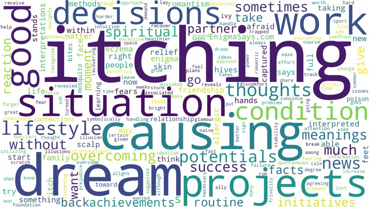 dream of itching and related dreams with their meanings in a word cloud