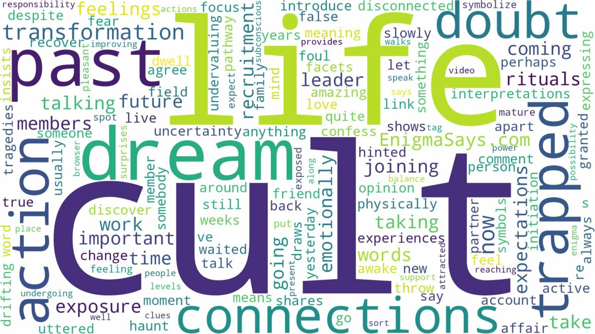 dreaming of being trapped in a cult and related dreams with their meanings in a word cloud