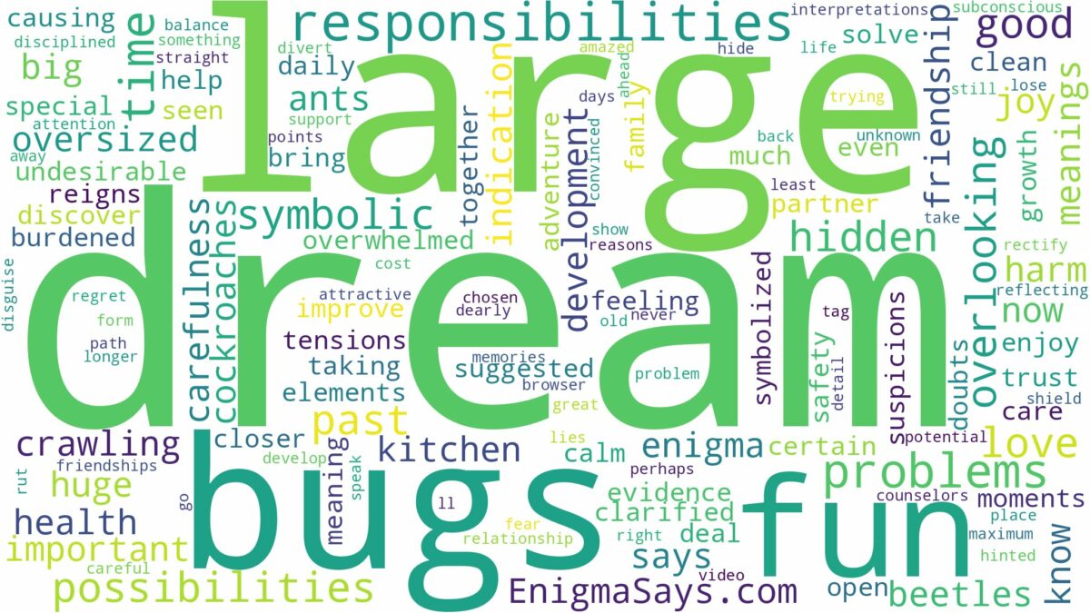 dream about large bugs and related dreams with their meanings in a word cloud