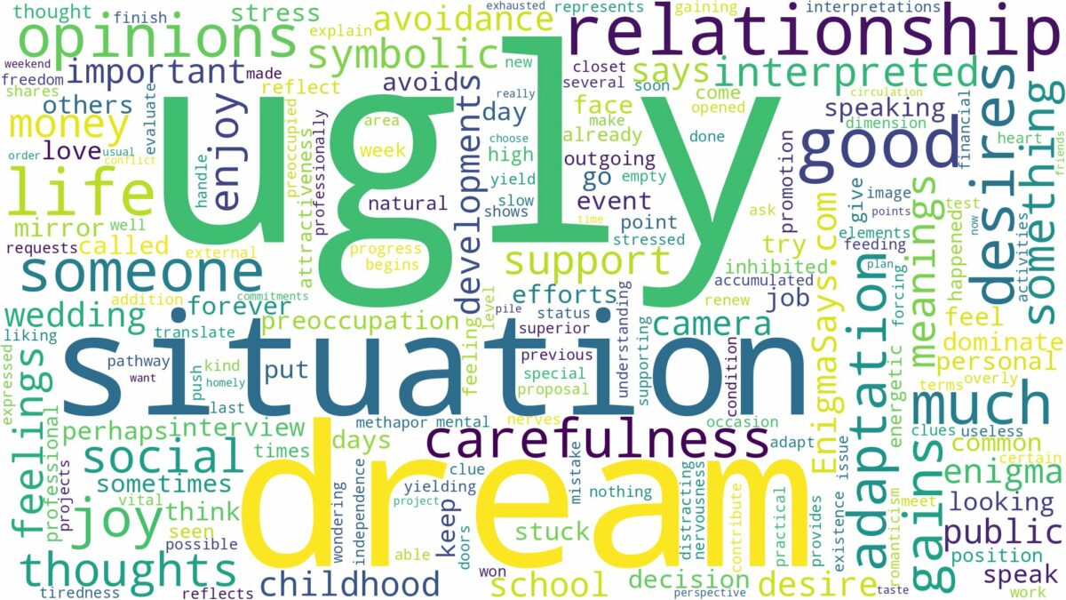 dream of being ugly and related dreams with their meanings in a word cloud