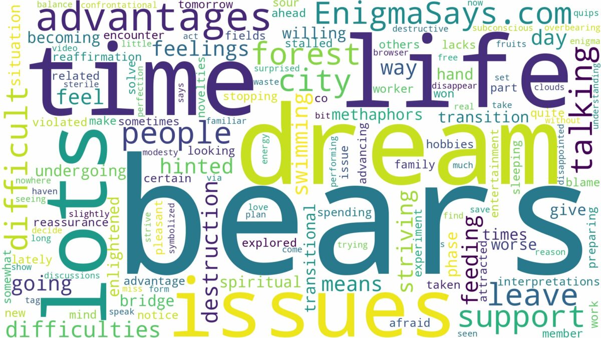 dreams about lots of bears and related dreams with their meanings in a word cloud