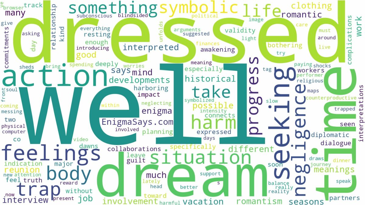 dreaming of being well dressed and related dreams with their meanings in a word cloud