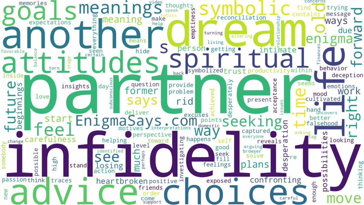 dream about partner infidelity and related dreams with their meanings in a word cloud