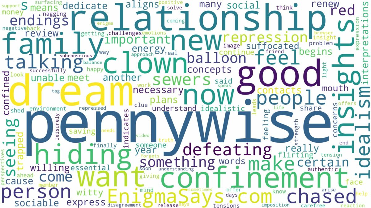 dream about pennywise the clown and related dreams with their meanings in a word cloud