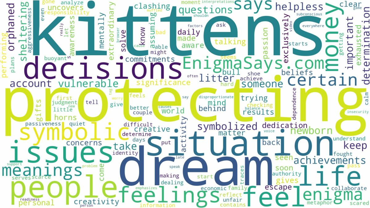 dream of protecting kittens and related dreams with their meanings in a word cloud