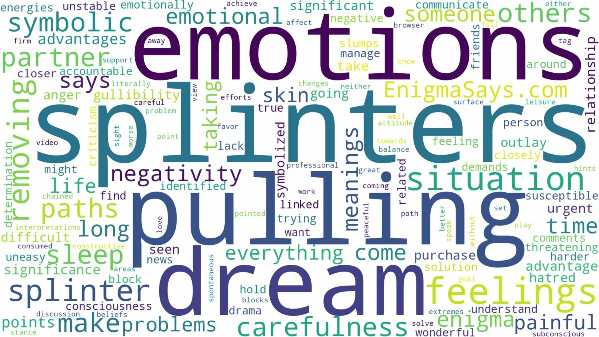 dream of pulling out splinters and related dreams with their meanings in a word cloud