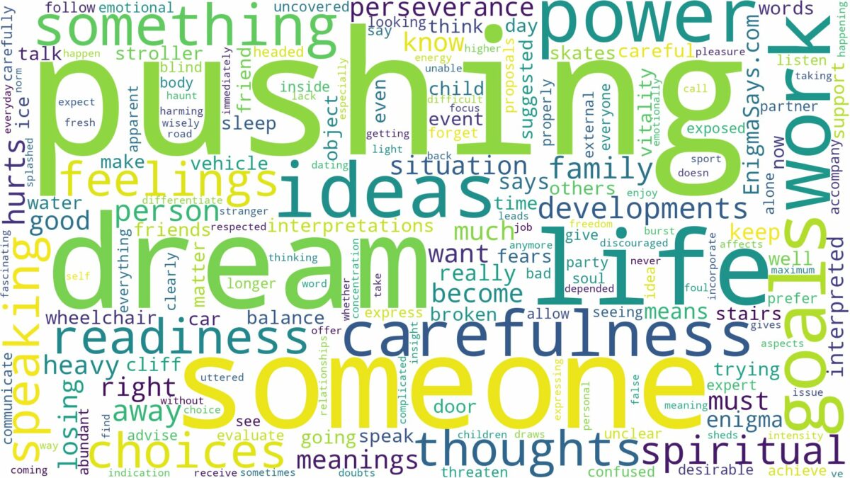 dream of pushing and related dreams with their meanings in a word cloud