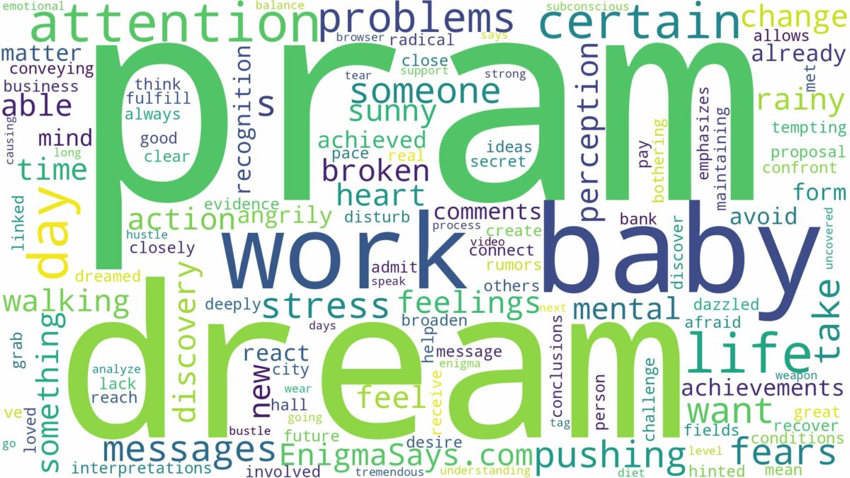 dreaming of pushing a baby in a pram and related dreams with their meanings in a word cloud