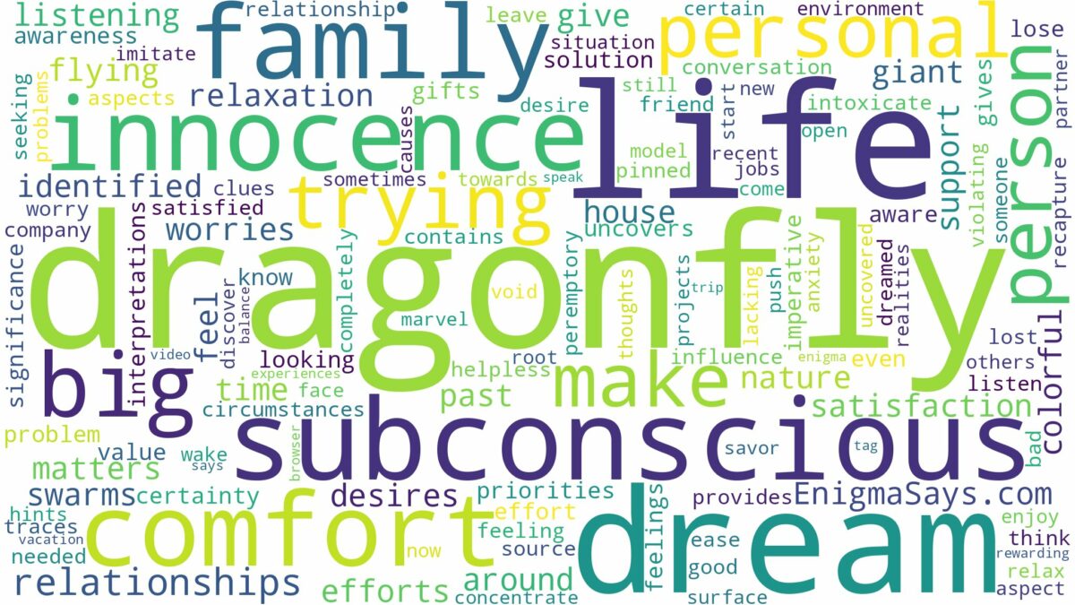 dream about big dragonfly and related dreams with their meanings in a word cloud