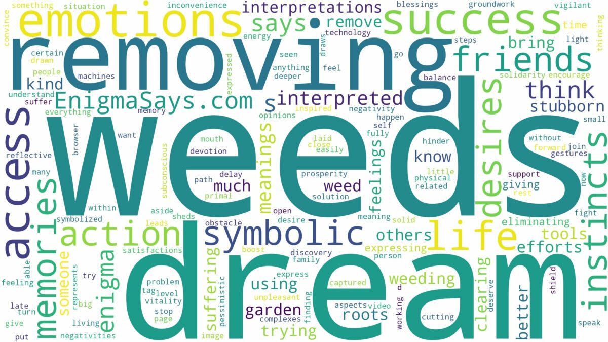 dream of removing weeds and related dreams with their meanings in a word cloud