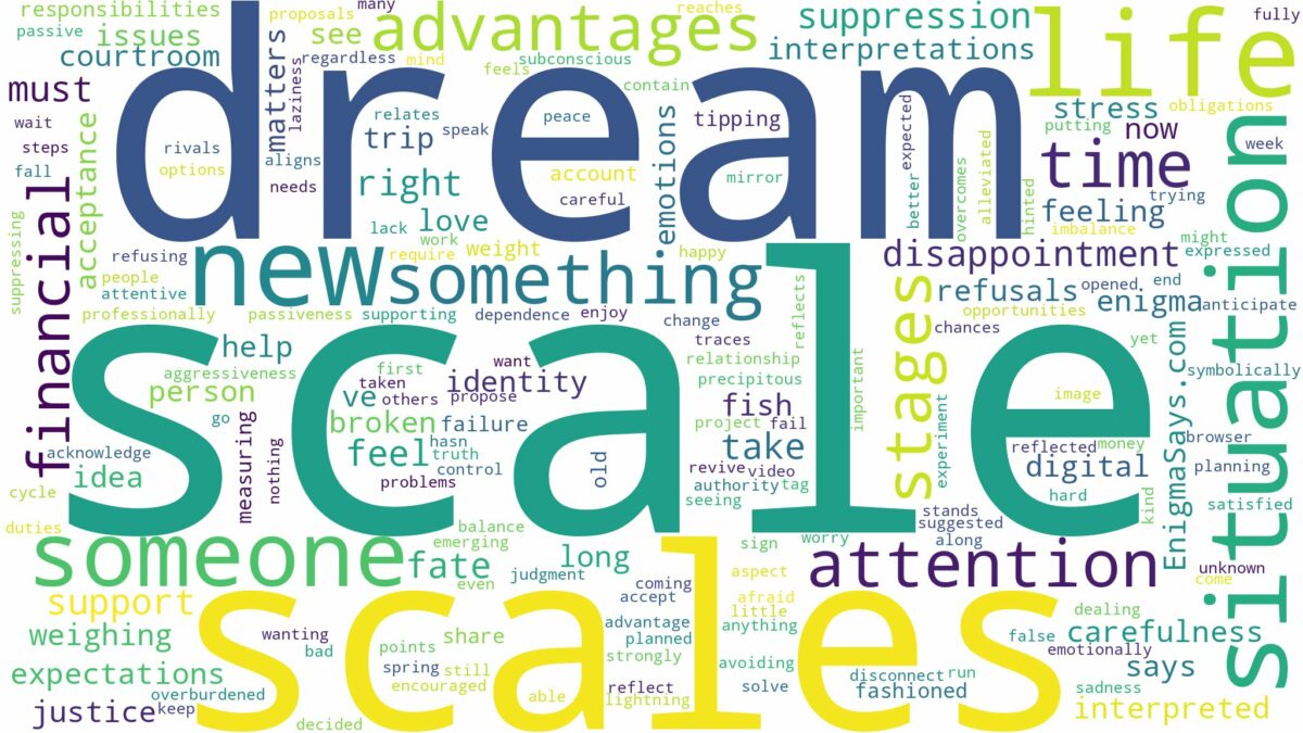 dream about scale and related dreams with their meanings in a word cloud