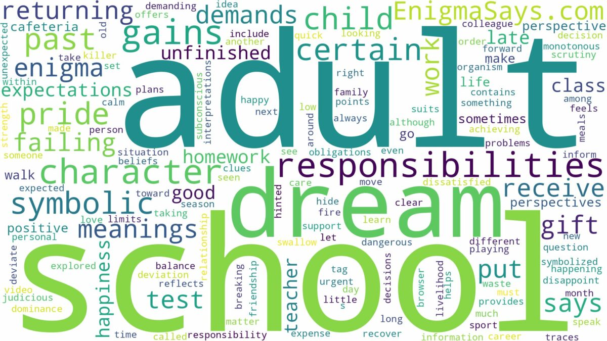 dream about school as an adult and related dreams with their meanings in a word cloud