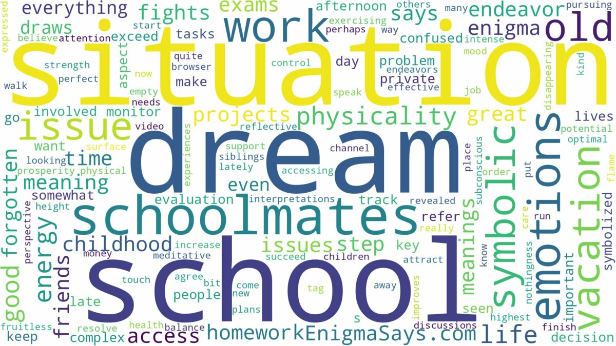 dreams about schoolmates and related dreams with their meanings in a word cloud