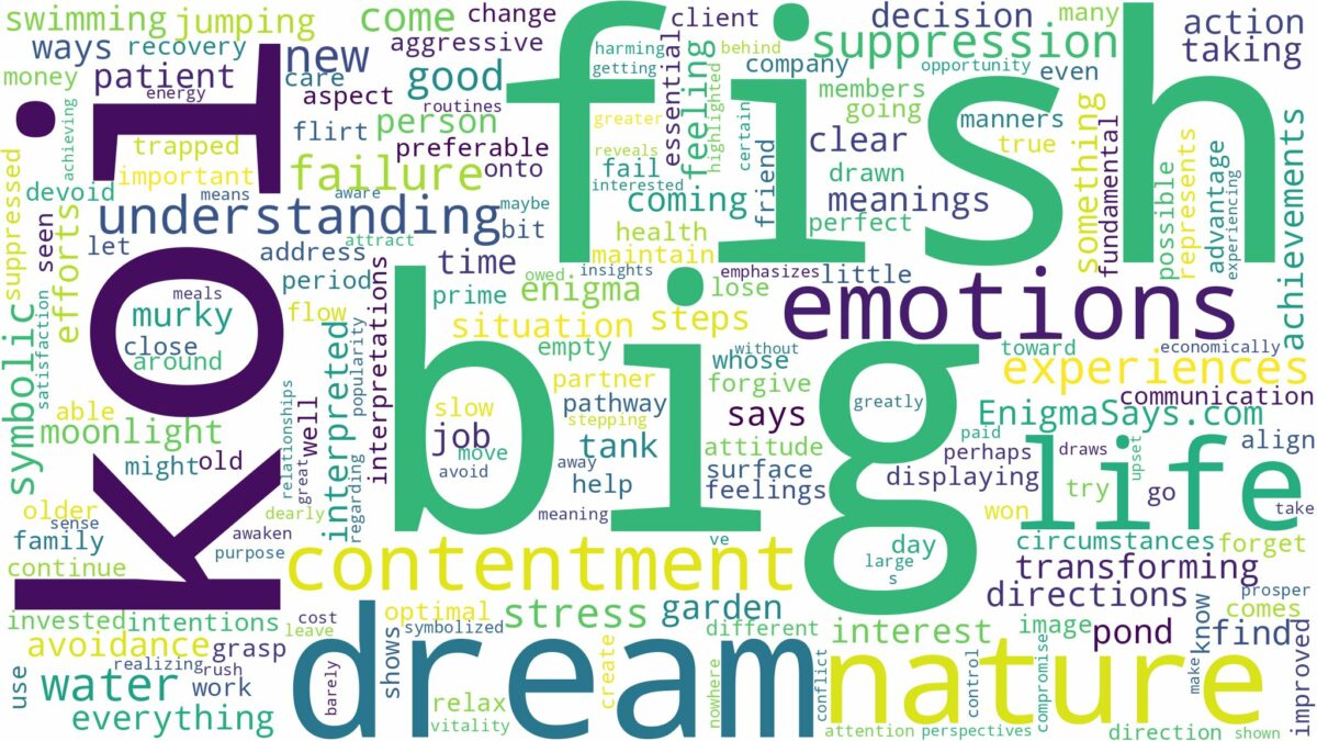 dream about big koi fish and related dreams with their meanings in a word cloud