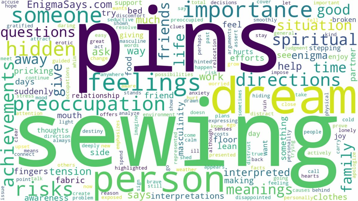 dream of sewing pins and related dreams with their meanings in a word cloud