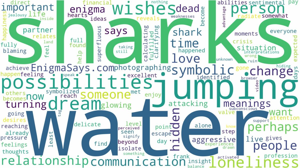 dreams about sharks jumping out of water and related dreams with their meanings in a word cloud