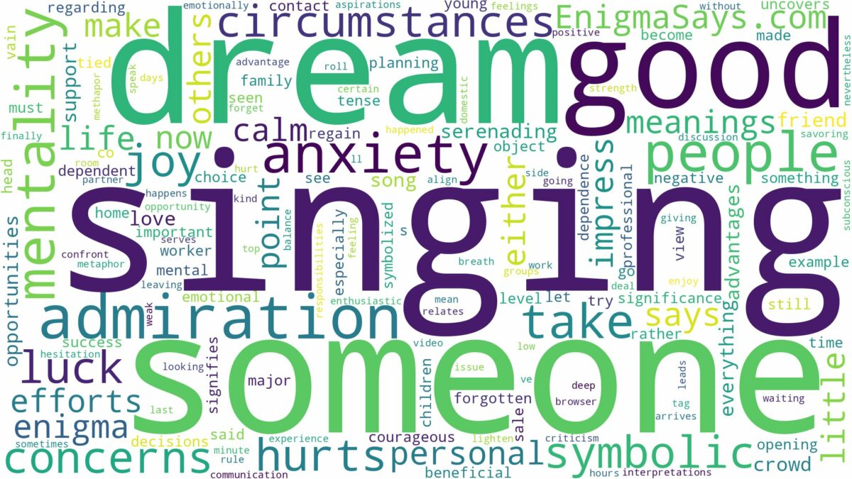 dream of singing to someone and related dreams with their meanings in a word cloud