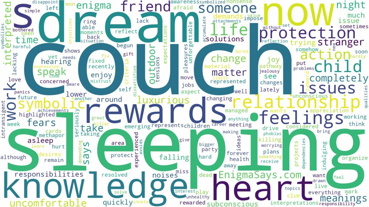 dream of sleeping on a couch and related dreams with their meanings in a word cloud