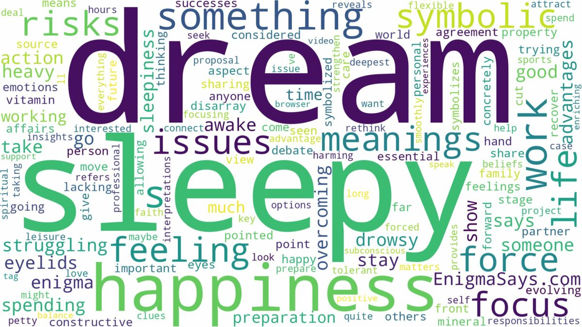 dream about sleepy and related dreams with their meanings in a word cloud