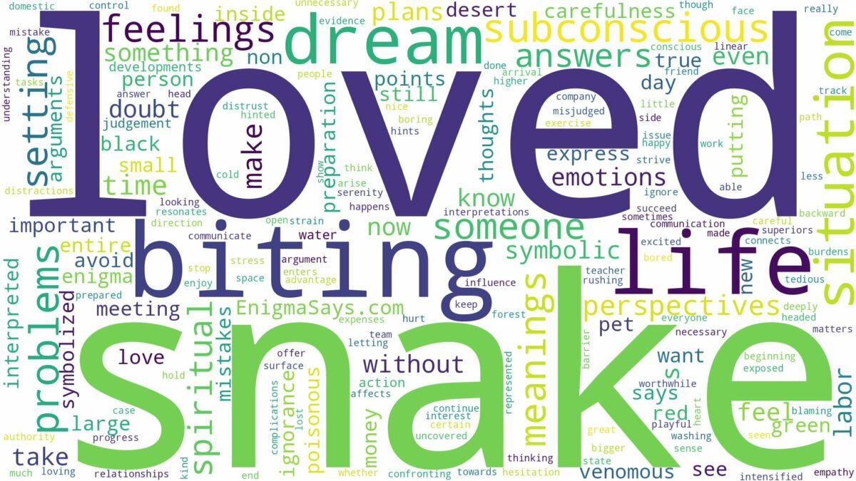 dreaming about snake biting a loved one and related dreams with their meanings in a word cloud