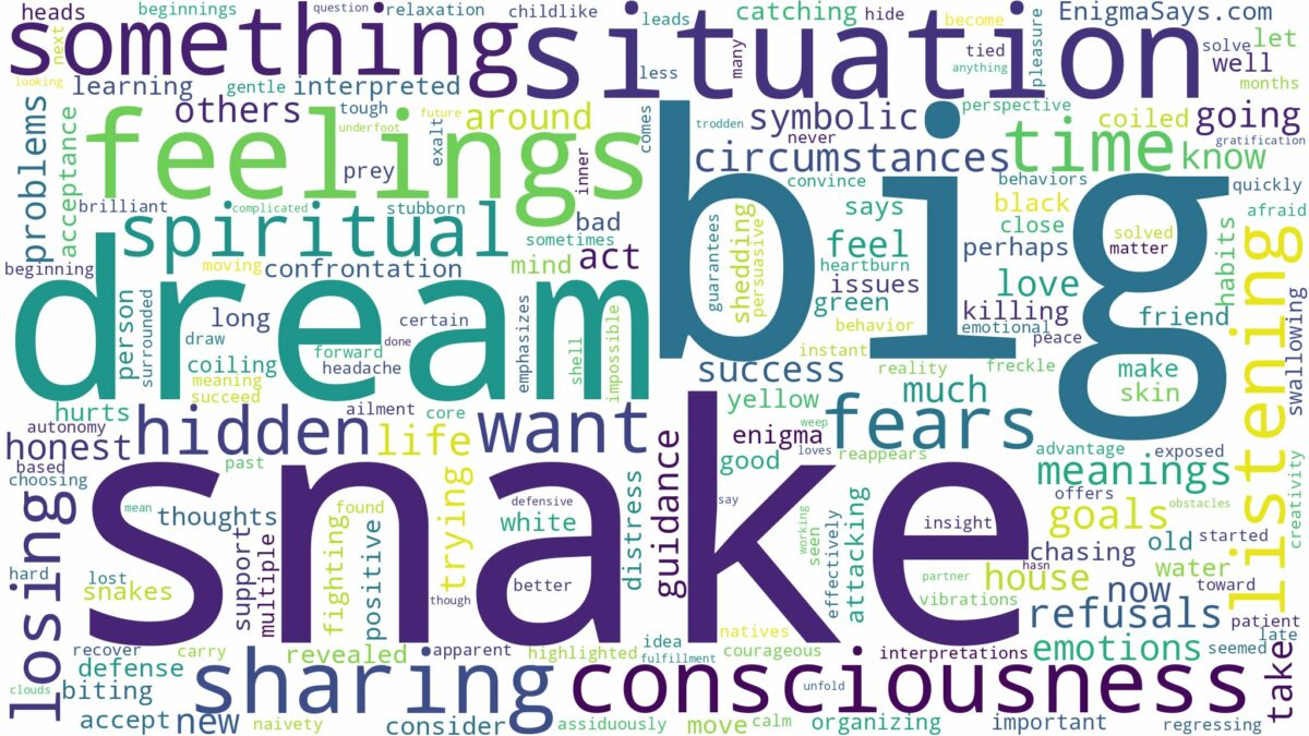 dream about big snake and related dreams with their meanings in a word cloud