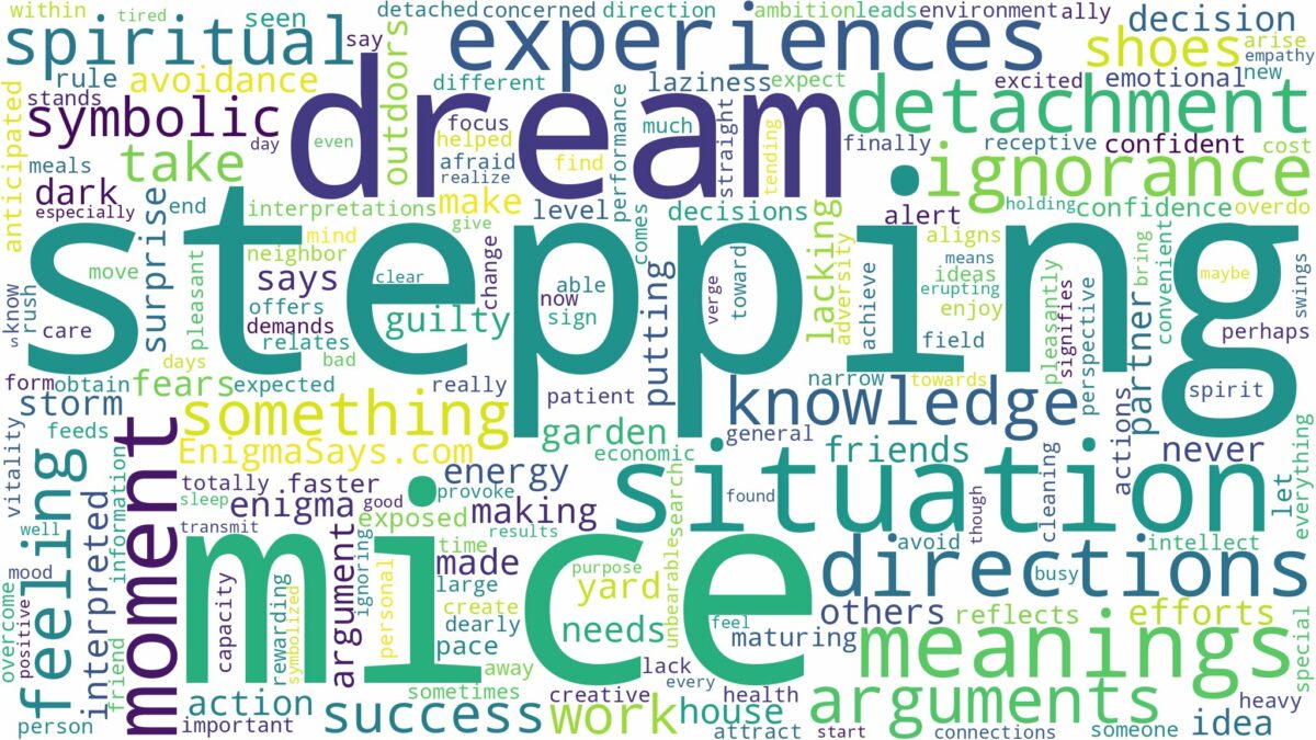 dream of stepping on mice and related dreams with their meanings in a word cloud