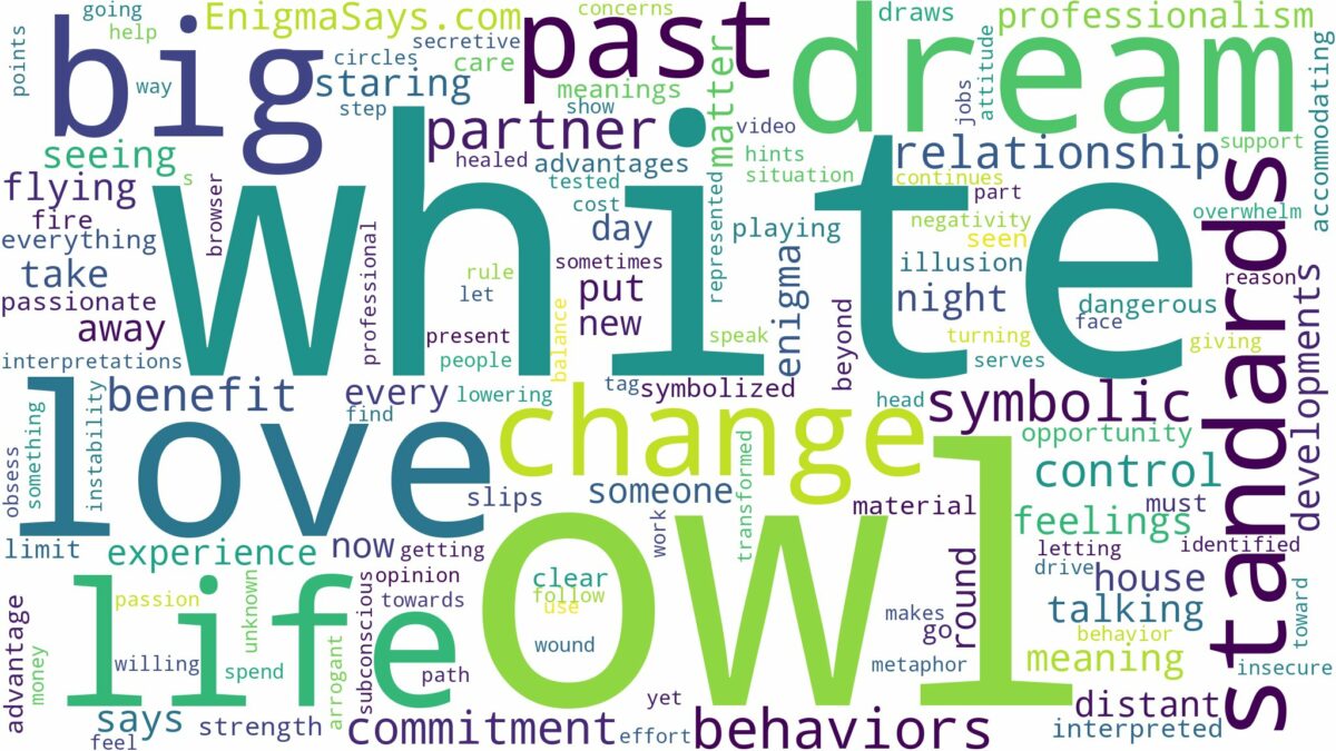 dream about big white owl and related dreams with their meanings in a word cloud